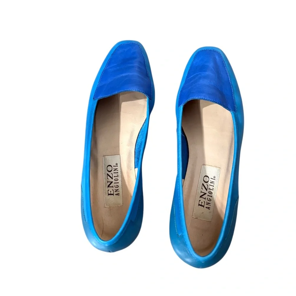 Enzo Angiolini Blue Patent Leather Loafers - Picture 8 of 13